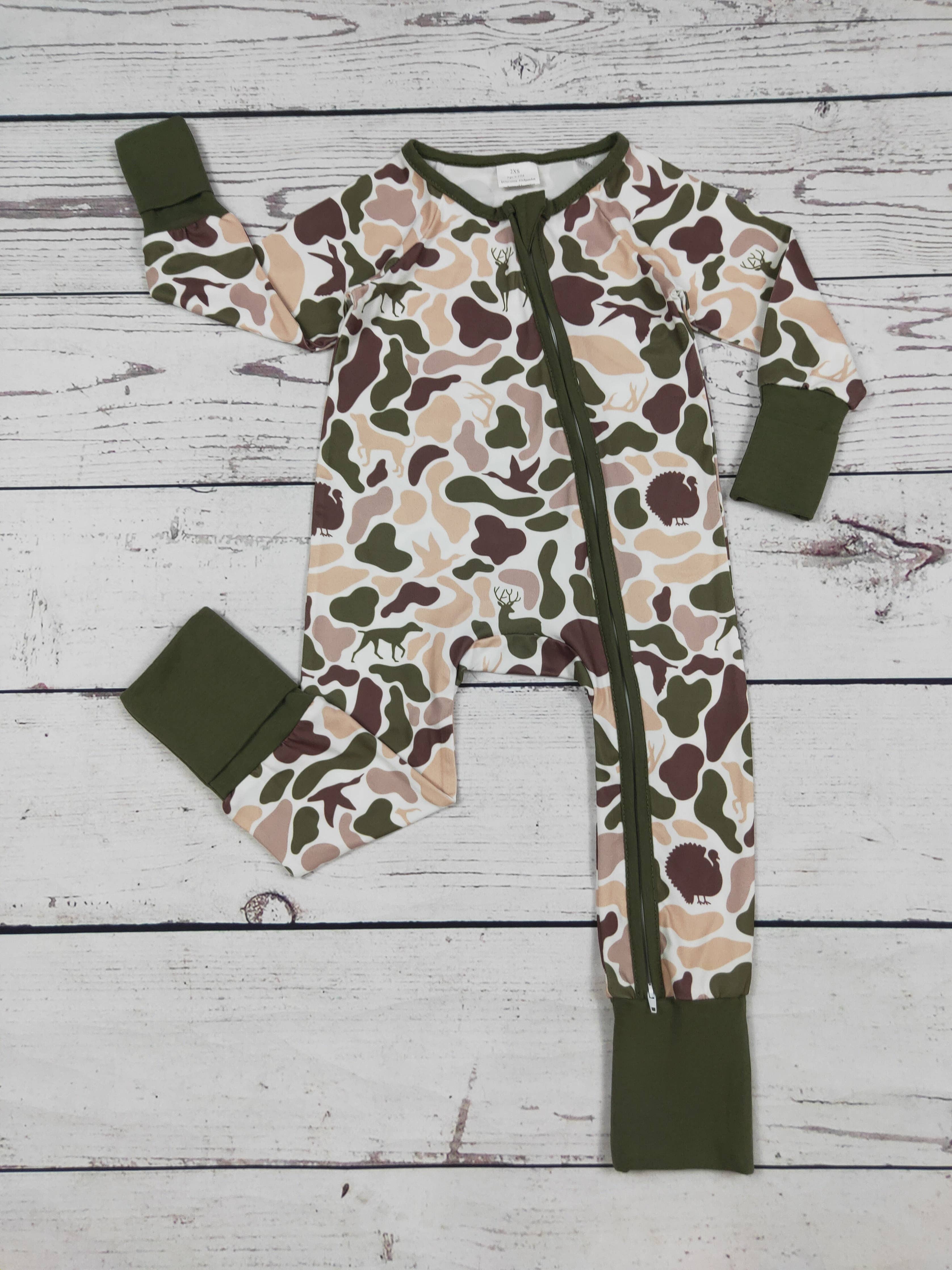 Pre-Order Hunting Camouflage Printed Baby Zippy
