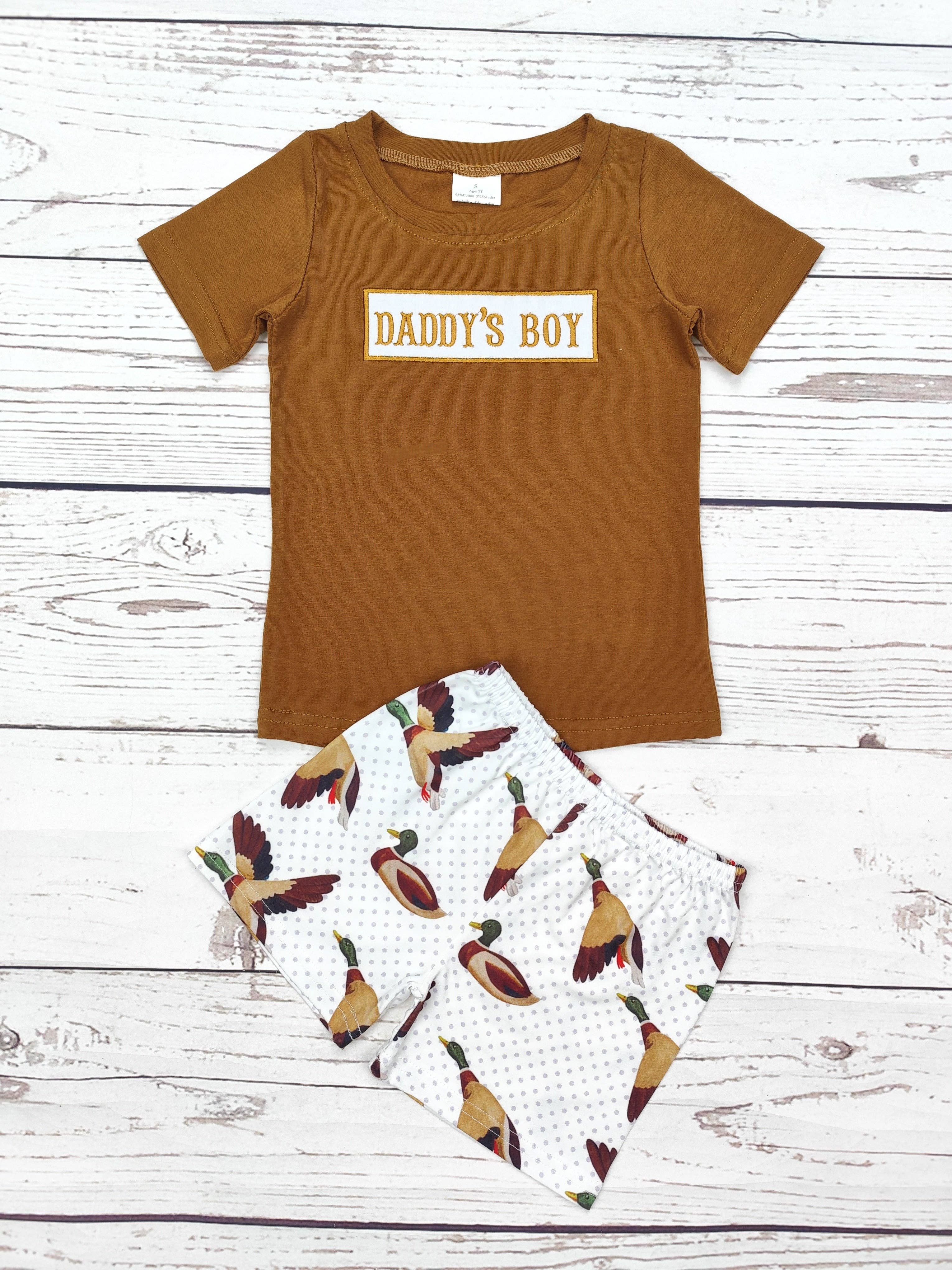 Daddy's Boy Appliqué Duck Print Summer Set: 6-12M