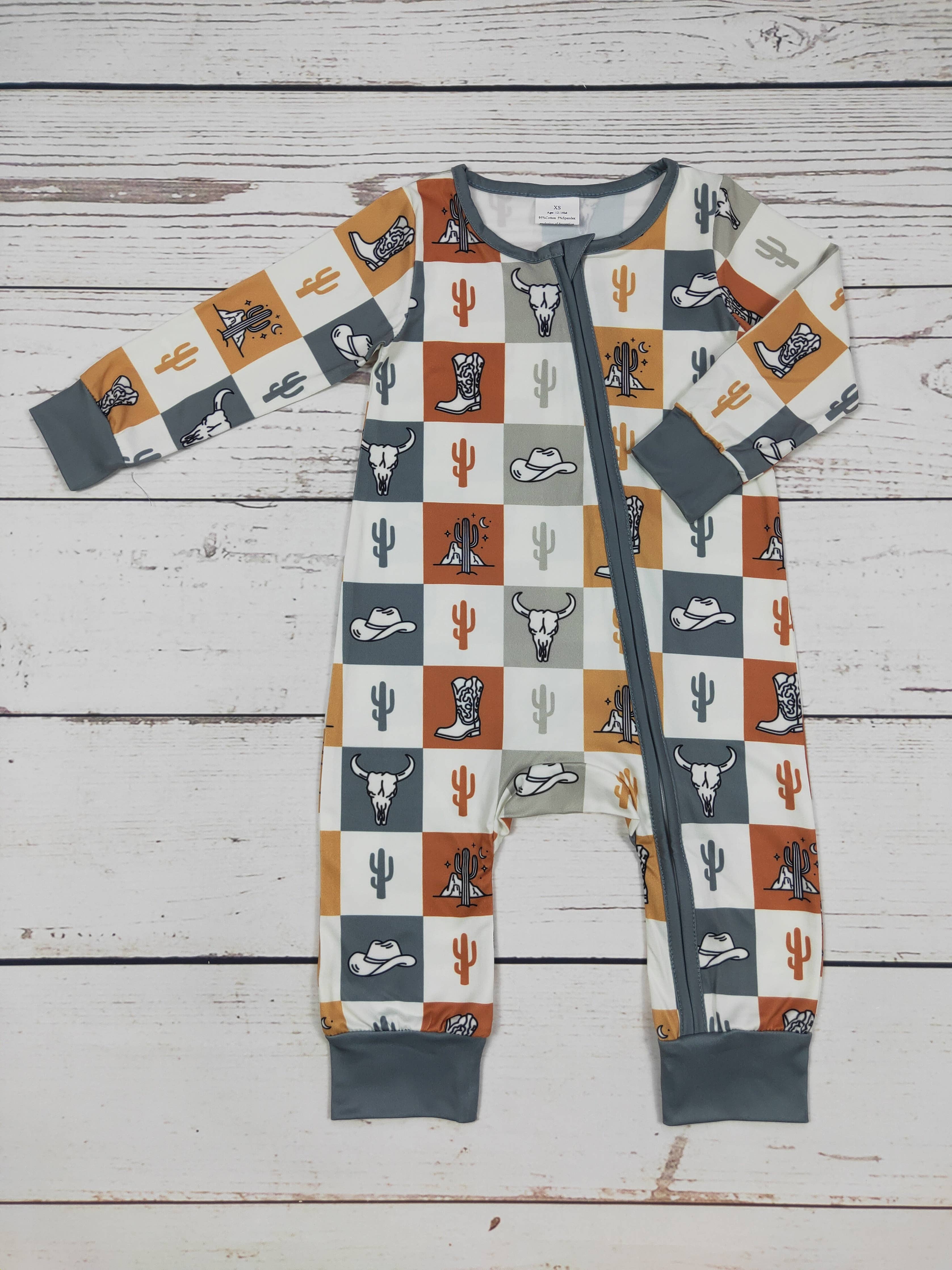 Pre- Order Baby Zipper Sleeper With Cactus Cows Print