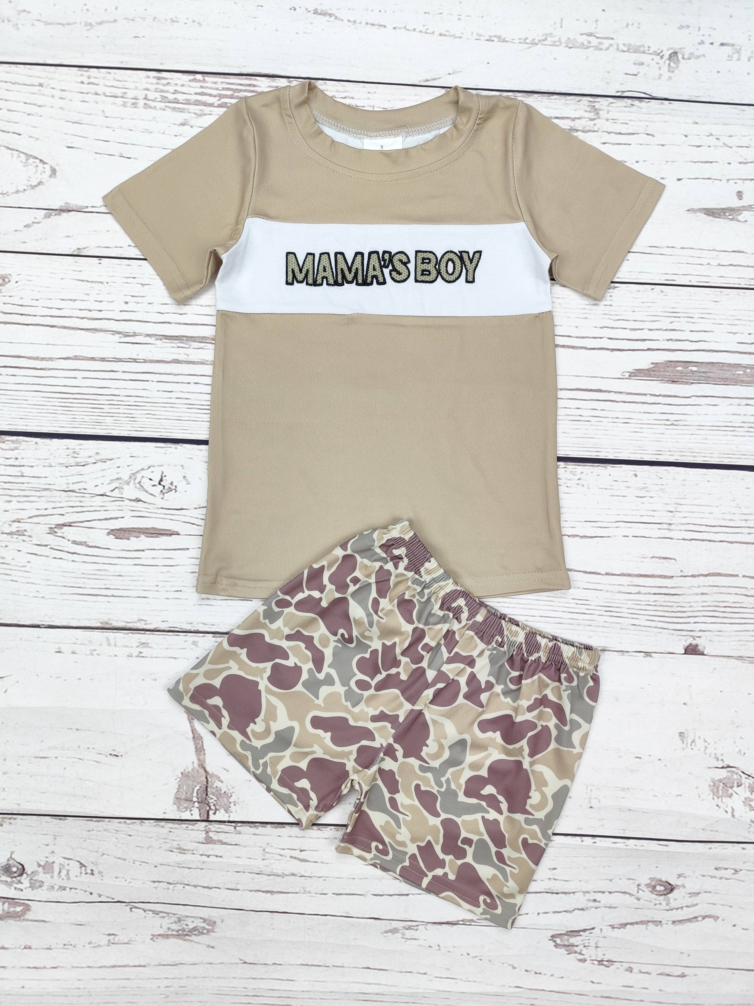Mama's Boy Appliqué Camouflage Summer Set: 6-12M