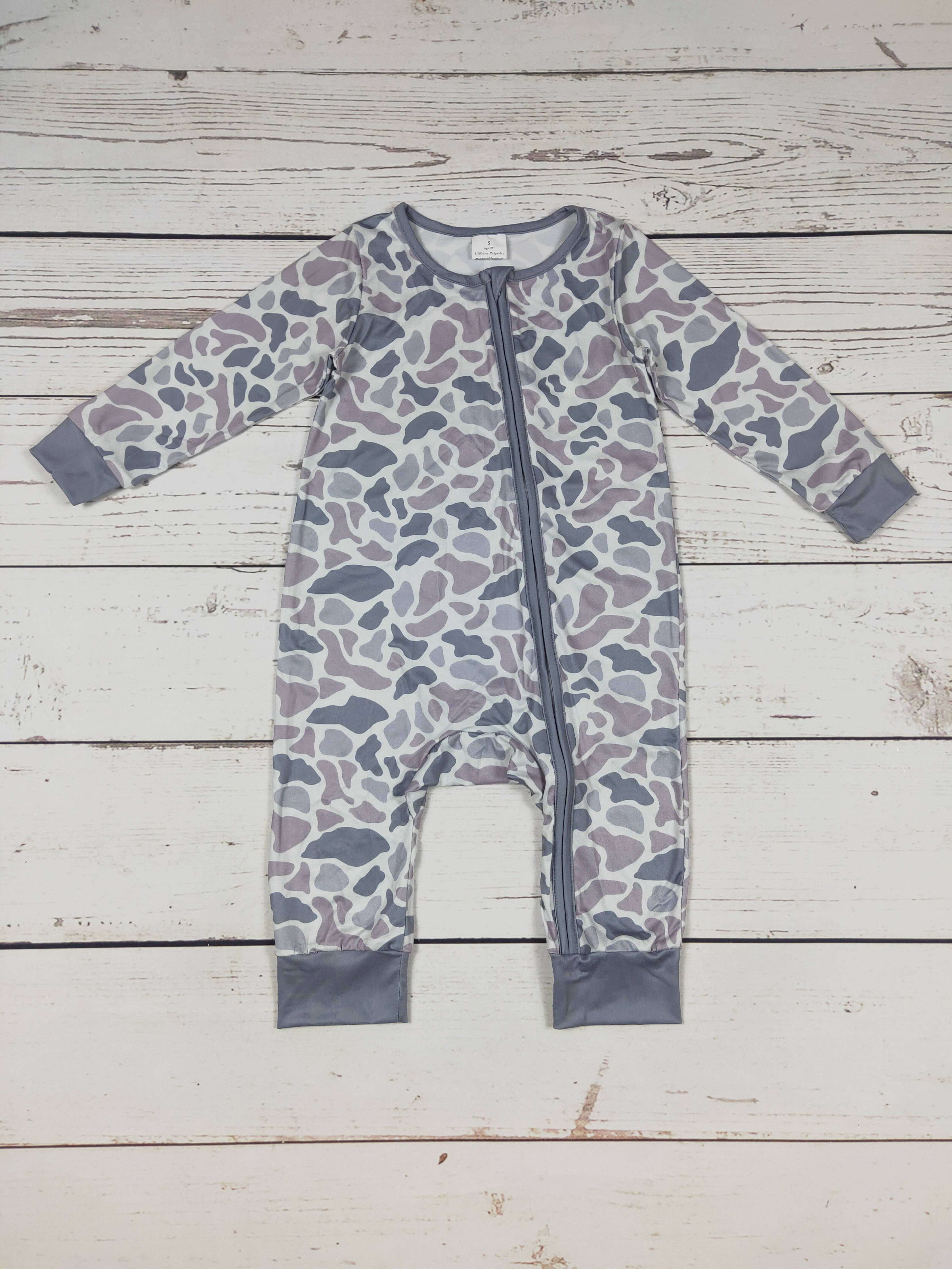 Pre- Order Baby Kids Camouflage Print Zip Romper